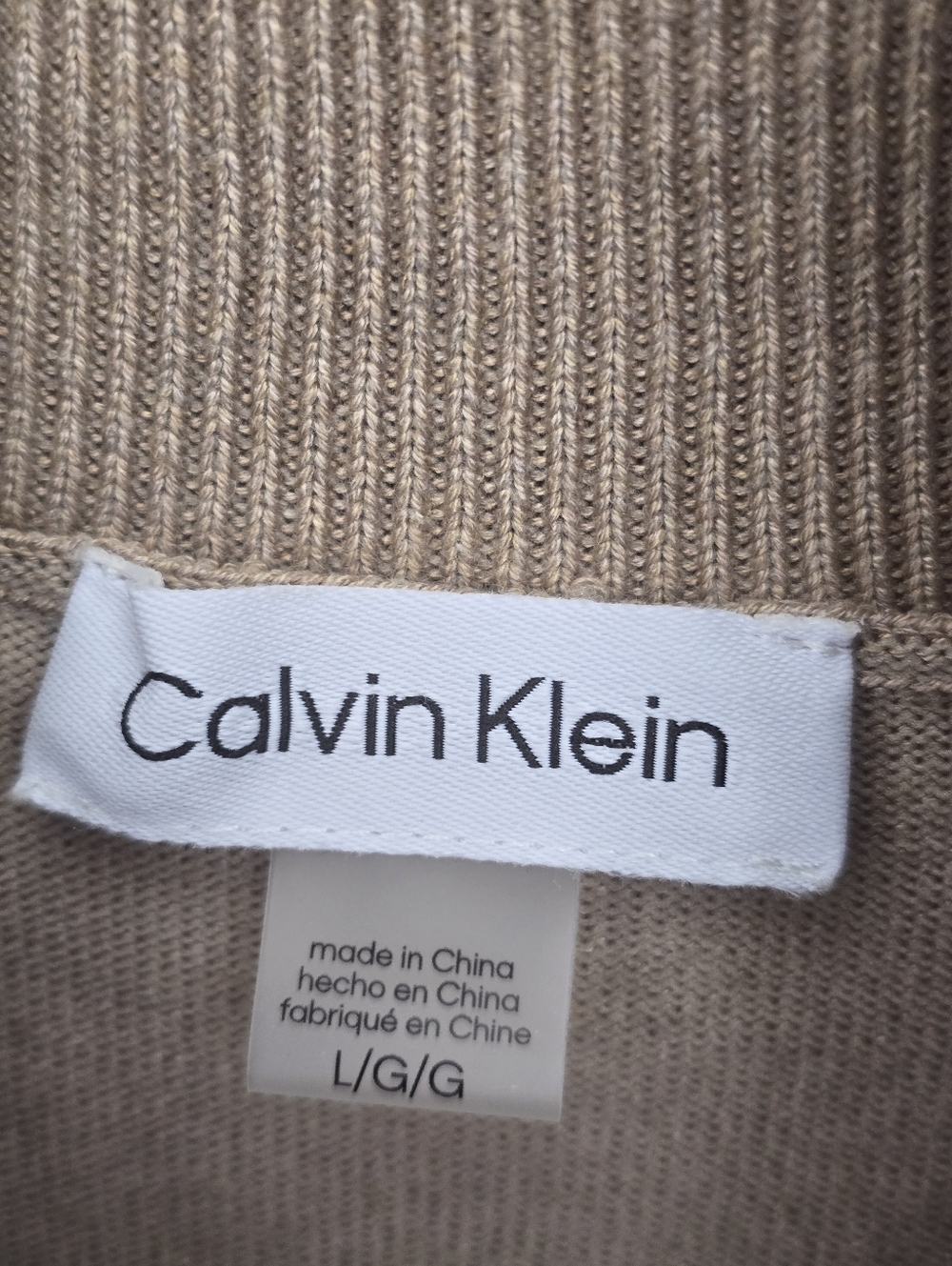 Calvin Klein Women Beige Embellished Cowl Neck Sweater Dress Sz Large Rhinestone - Picture 4 of 12